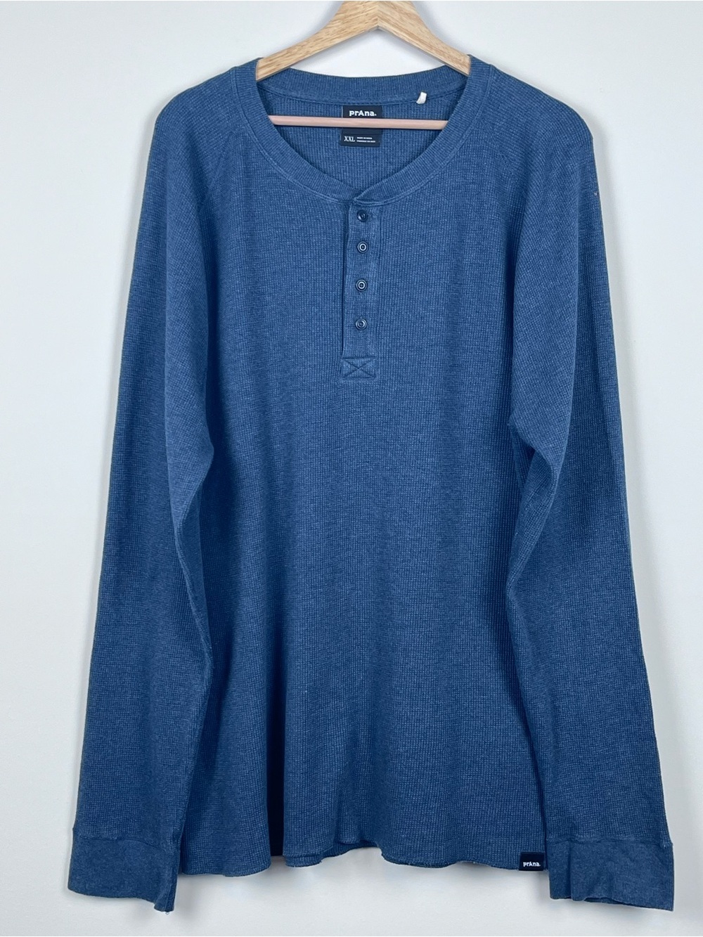 Prana Men's Organic Cotton Blend Waffle Knit Thermal Henley Shirt Size XXL
